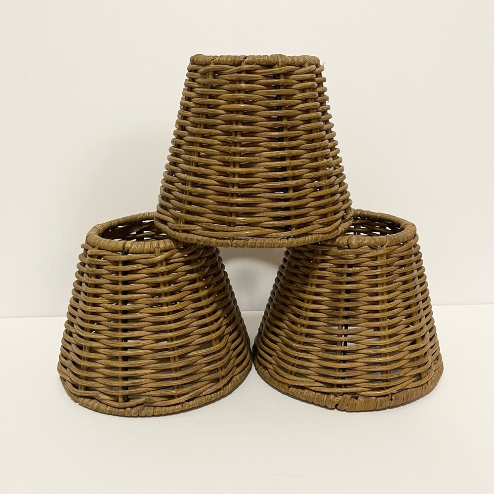 3 wicker lamp shades